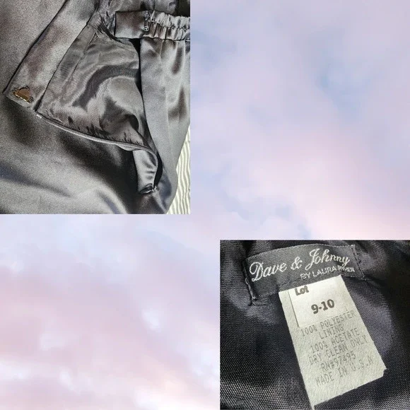 Vintage 90s Dave & Johnny Black Long Formal Maxi Front Slit Gothic Vampy Skirt - Picture 7 of 8